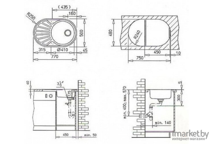 Кухонная мойка TEKA DR 77 1B 1D (40127303)