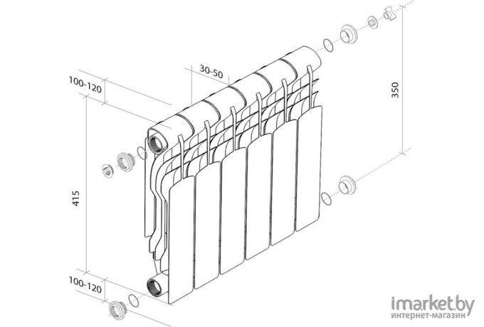 Радиатор отопления Royal Thermo Revolution Bimetall 350 (6 секций)