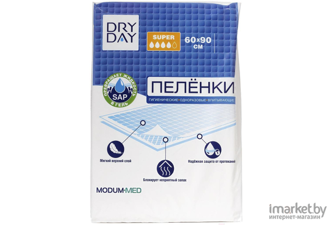 Пеленки одноразовые Modum Dry Day Super 60x90 (10шт)