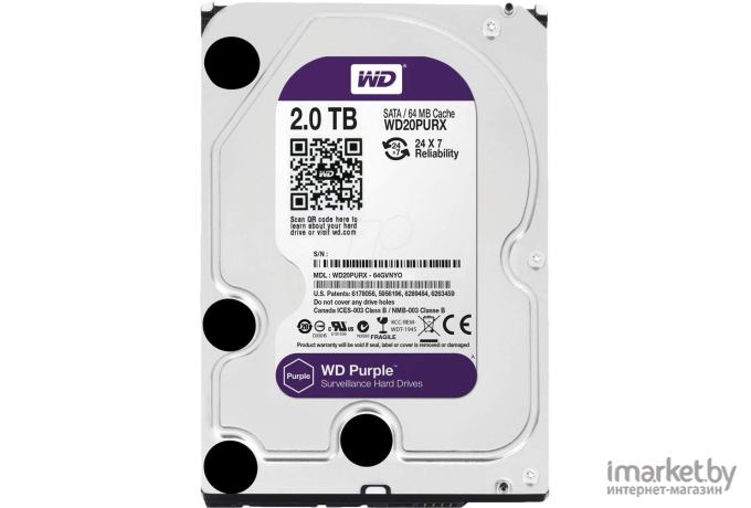 Внутренний HDD диск Western Digital Purple WD20PURX