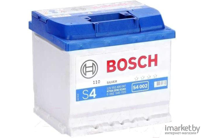 Автомобильный аккумулятор Bosch S4 002 552 400 047 / 0092S40020 (52 А/ч)