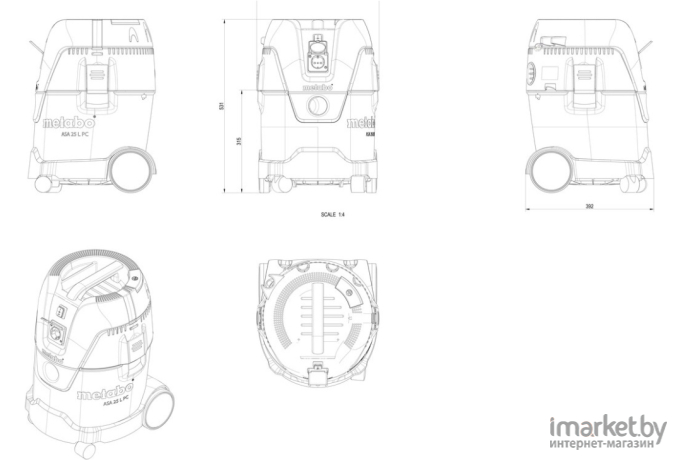 Пылесос Metabo ASA 25 L PC Green/Black [6.020140.00]