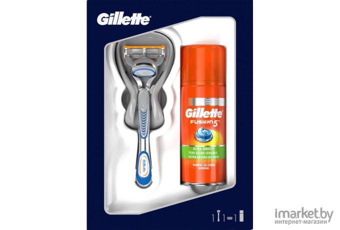 Набор косметики для бритья Gillette Fusion бритва+1 сменная кассета+Fusion Hydra Gel гель д/бритья (75мл)