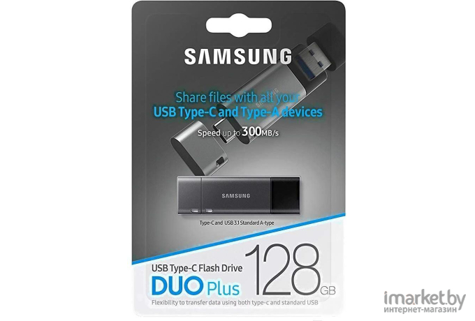Флешка Samsung DUO Plus 128GB, серый [MUF-128DB/APC]