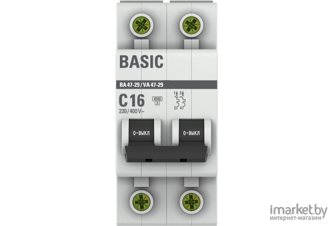 Выключатель автоматический EKF ВА 47-63 2P 16А (C) 4.5kA PROxima