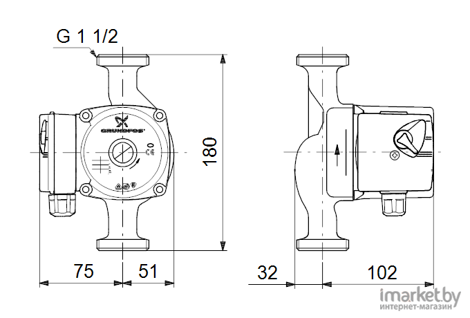 Циркуляционный насос Grundfos UPS 25-40 180 (96281375)