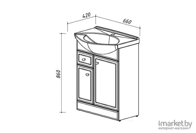 Тумба под умывальник Belux Адажио Н60-01