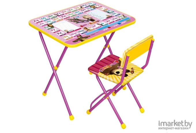 Комплект мебели с детским столом Ника КП2/3 Маша и Медведь: Азбука 3 (розовый)