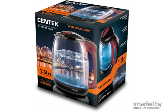 Электрочайник Centek CT-0034 Black Vancouver