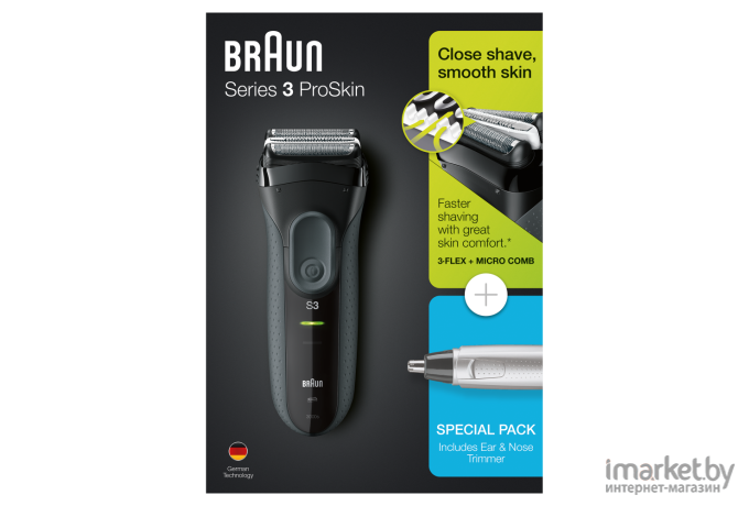 Электробритва Braun 3000s ProSkin 3 + Триммер EN10 Ear&Nose