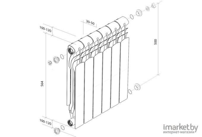 Радиатор отопления Royal Thermo Revolution 500 (4 секции) алюминий