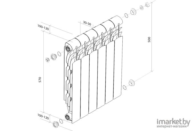 Радиатор отопления Royal Thermo Revolution 500 (5 секций) алюминий