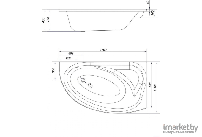 Каркас для ванны Cersanit Kaliope 170 New / K-RW-KALIOPE170