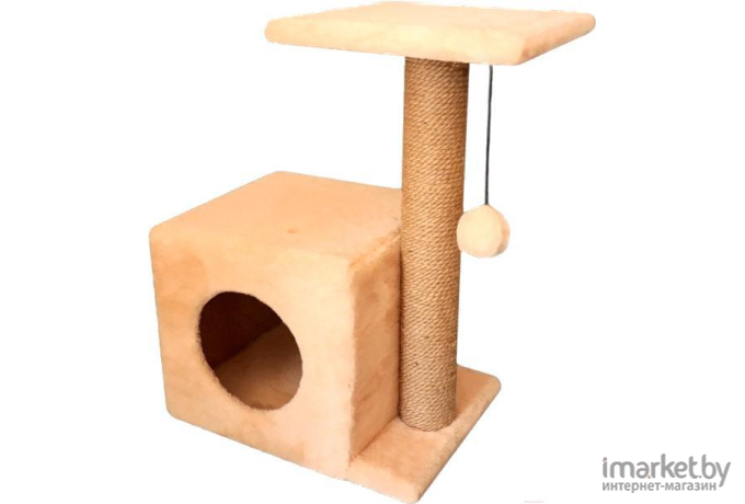 Когтеточка Cat House Комплекс для кошек c боковой полкой 0.58 джут бежевый