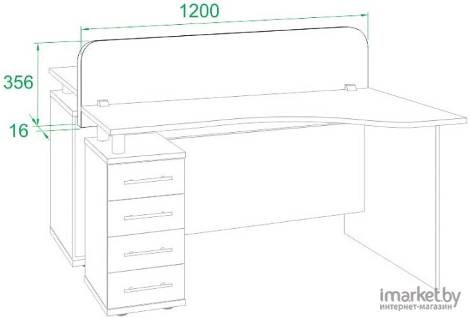 Перегородка для стола Сокол-Мебель ПР-120 (белый)