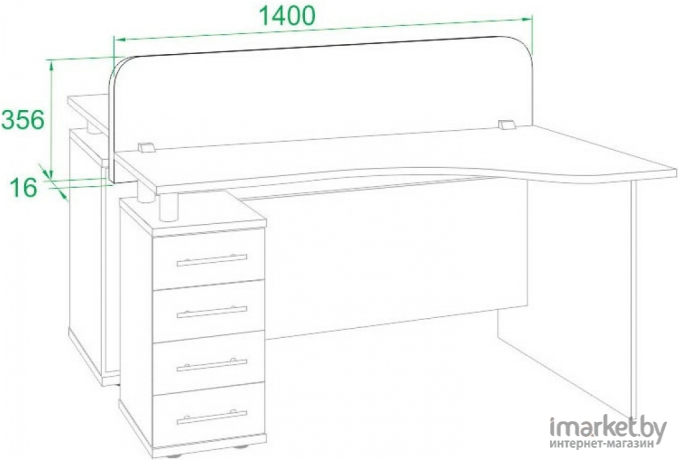 Перегородка для стола Сокол-Мебель ПР-140 (венге)