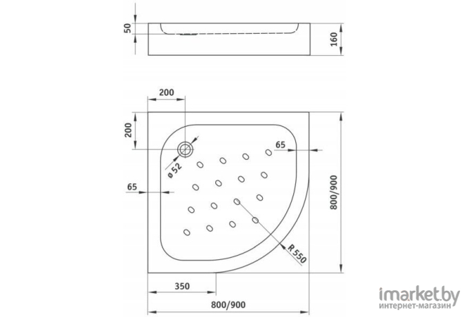 Душевой поддон Deante Standard New 90x90 KTA 053B