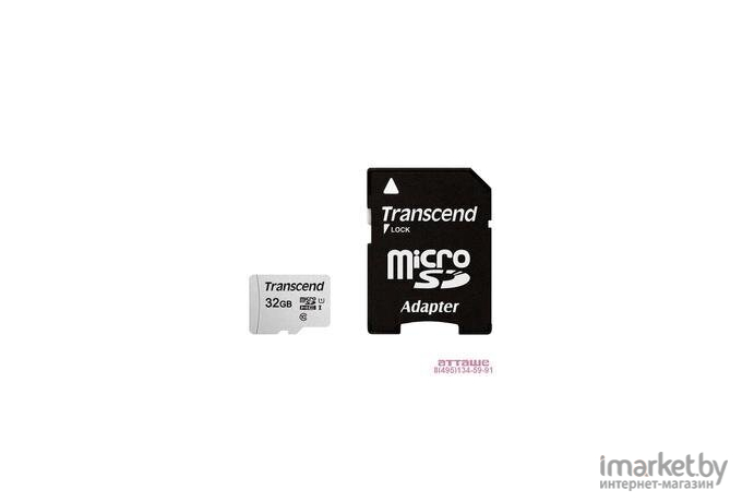 Карта памяти Transcend microSDHC 300S 32GB Class 10 UHS-I U1 [TS32GUSD300S-A]