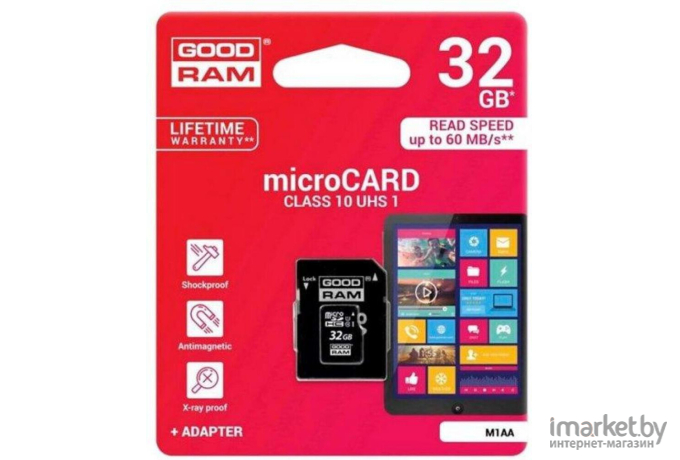 Карта памяти Goodram microSD (Class 10) 32GB / M1AA-0320R12 + адаптер