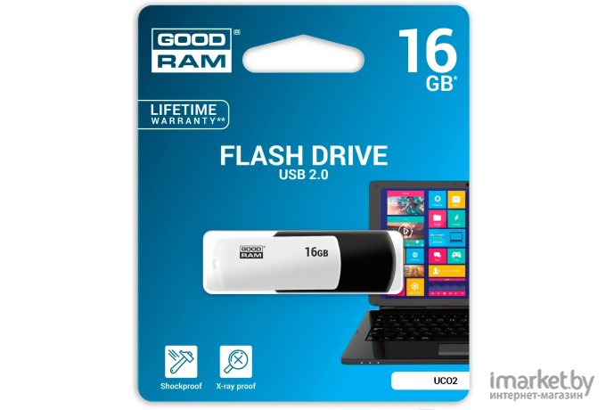 USB Flash GOODRAM UCO2 16GB (черный/белый) [UCO2-0160KWR11]