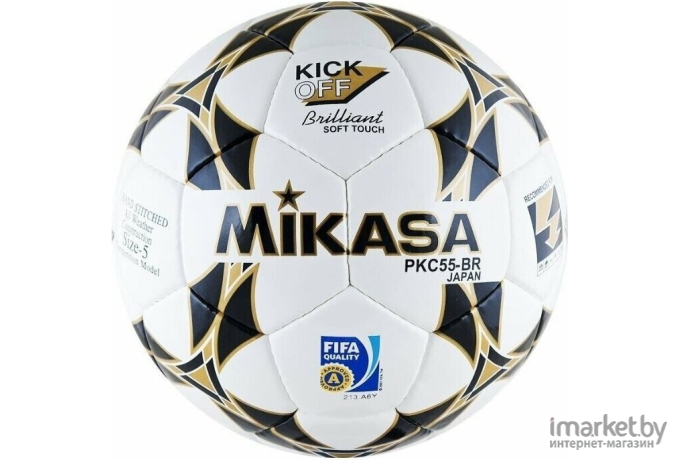 Футбольный мяч Mikasa Brilliant FIFA Approved PKC-55-BR-1 размер 5 белый/черный