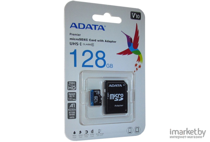 Карта памяти A-data microSDXC (Class 10) 128GB + адаптер (AUSDX128GUICL10A1-RA1)