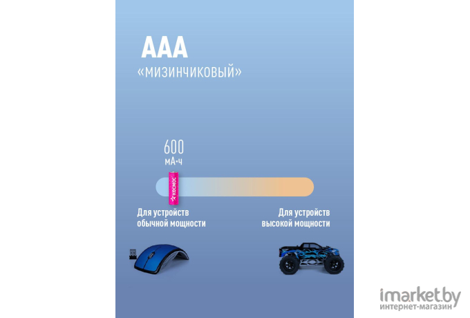 Батарейка, аккумулятор, зарядное КОСМОС R03 600mAh NI-MH 2шт