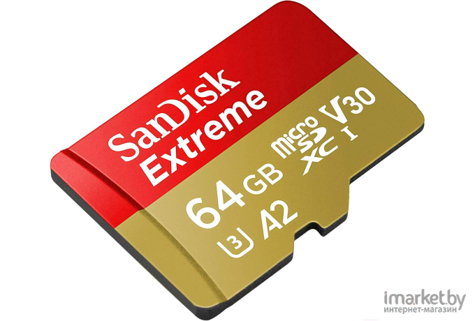 Карта памяти SanDisk Extreme microSDXC 64GB + адаптер (SDSQXA2-064G-GN6MA)