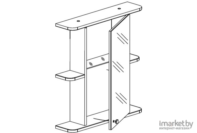 Шкаф с зеркалом для ванной СанитаМебель Камелия-03.54 (правый) белый