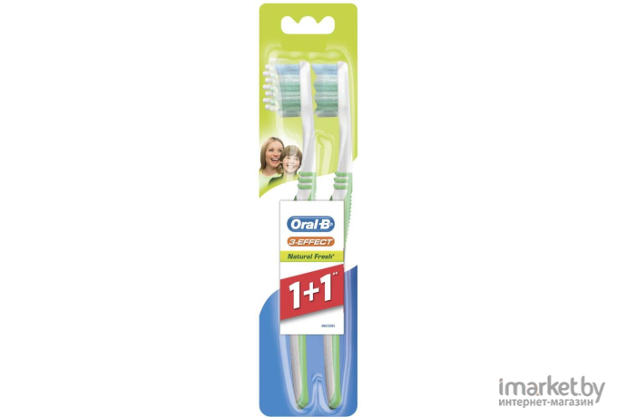 Зубная щетка Oral-B 3-Effect натуральная свежесть 40 средняя (1шт+1шт)