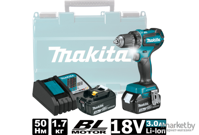 Профессиональная дрель-шуруповерт Makita DDF485RFE