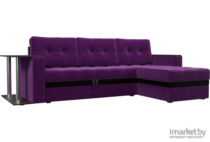 Угловой диван Mebelico Атланта М правый вельвет фиолетовый