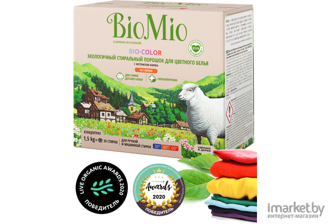 Стиральный порошок BioMio Bio-Color цветного белья с экстрактом хлопка 1.5кг
