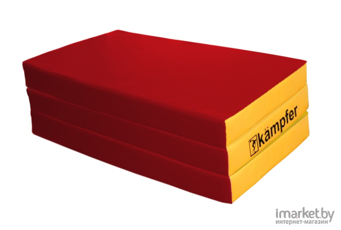 Гимнастический мат Kampfer №6 150x100x10 см красный/желтый