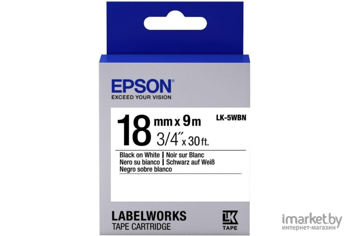 Расходный материал Epson Лента прозрачная LK5WBN Std Blk/Wht 18/9 [C53S655006]