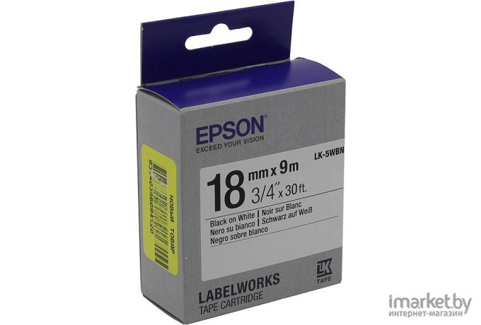 Расходный материал Epson Лента прозрачная LK5WBN Std Blk/Wht 18/9 [C53S655006]