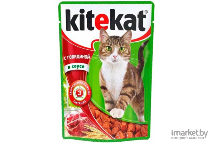 Корм для кошек Kitekat С говядиной в соусе (85г)