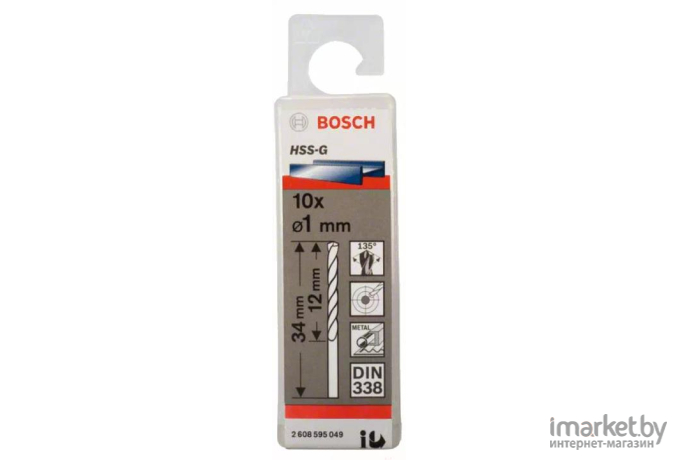 Сверло Bosch HSS-G Standard 1.0 мм по металлу (-10-) [2.608.595.049]