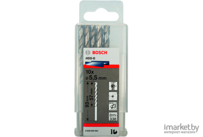 Сверло Bosch HSS-G Standard 5,5 мм по металлу (-10-) [2.608.595.064]