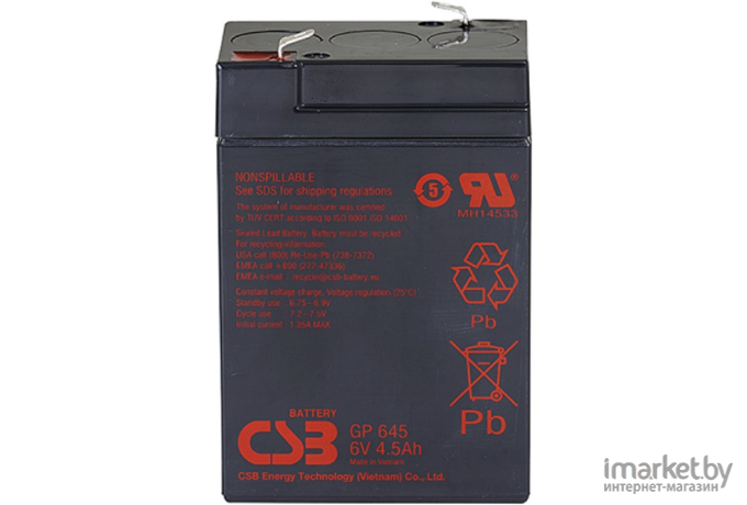 Батарея для ИБП CSB GP 645 6V/4.5Ah