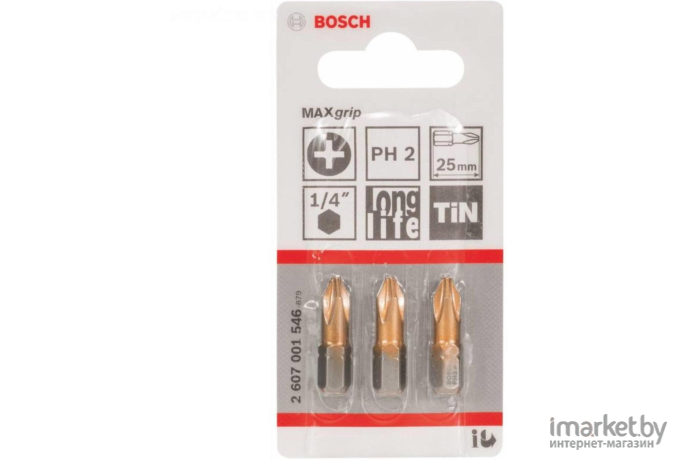 Набор бит Bosch 25мм PH2 TIN 2607001546