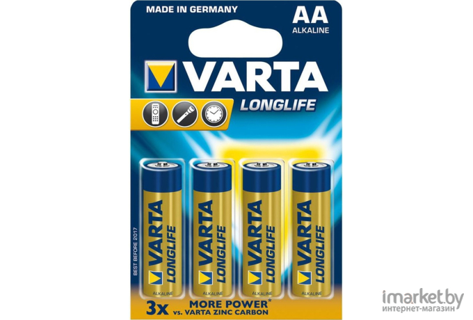 Батарейка, аккумулятор, зарядное Varta Longlife AA Bli 4 CIS