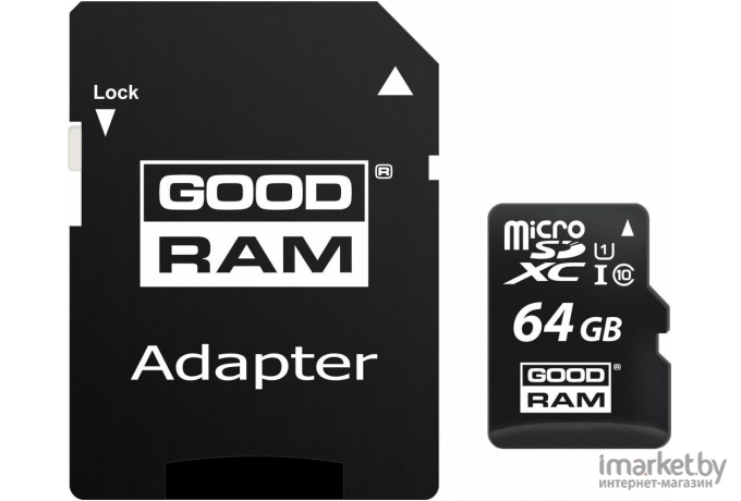 Карта памяти Goodram microSD UHS-I Class 10 64GB + адаптер (M1AA-0640R12)