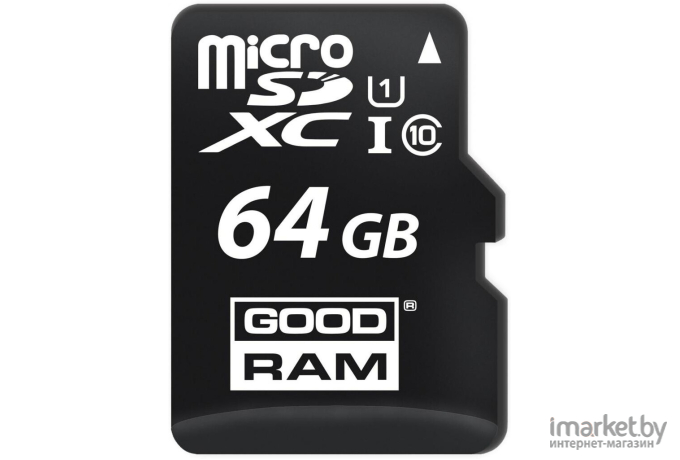 Карта памяти Goodram microSD UHS-I Class 10 64GB + адаптер (M1AA-0640R12)