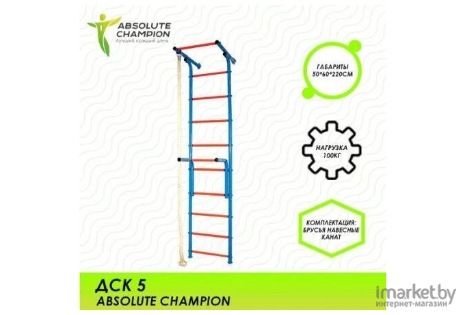 Шведская стенка Absolute Champion ДСК 5 синий/красный