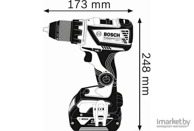 Дрель-шуруповерт Bosch GSR 18V-60 C Professional с 2-мя АКБ, кейс (06019G1100)