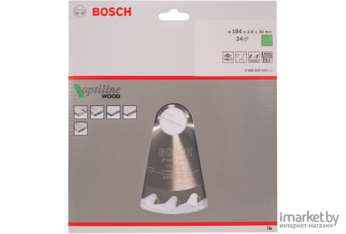 Диск пильный Bosch 184х30 мм 24 зуб. OptilineWood [2.608.640.610]