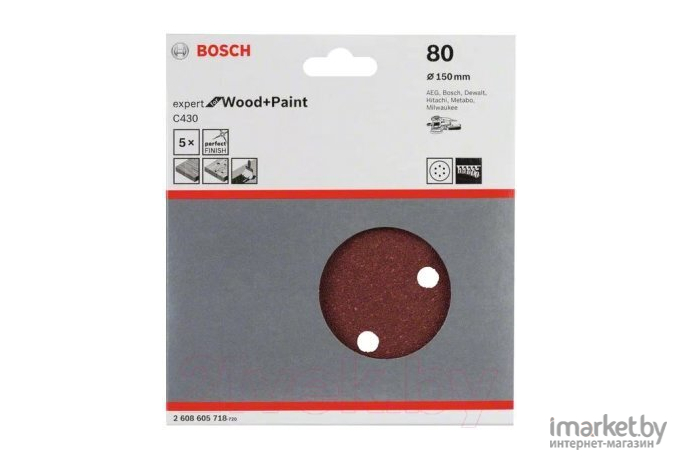 Лист для вибрационной шлифовальной машины Bosch 150мм К80 Composites 2608605124