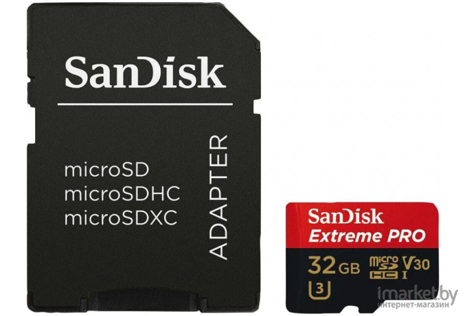 Карта памяти SanDisk Extreme PRO SDSQXCG-032G-GN6MA microSDHC 32GB (с адаптером)