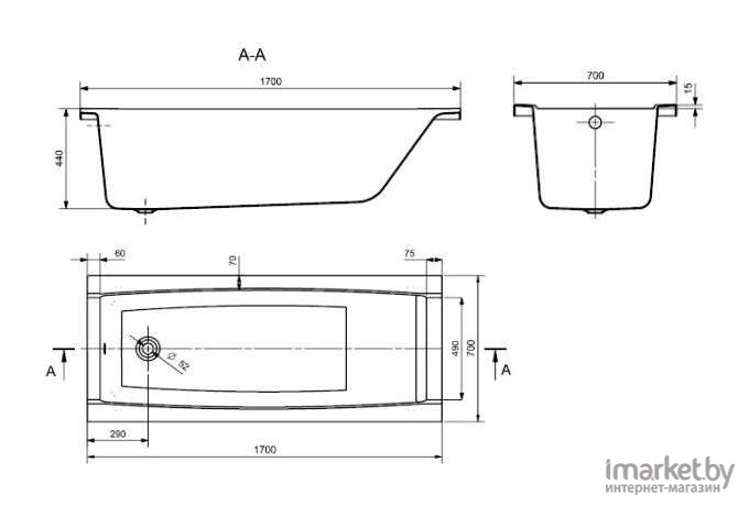 Ванна акриловая Santek Касабланка XL 170x80 (1WH302441)